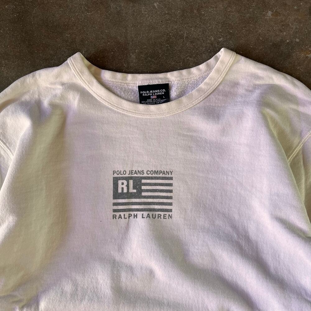 Vintage polo jeans co Ralph Lauren flag white/black sweater men’s size large